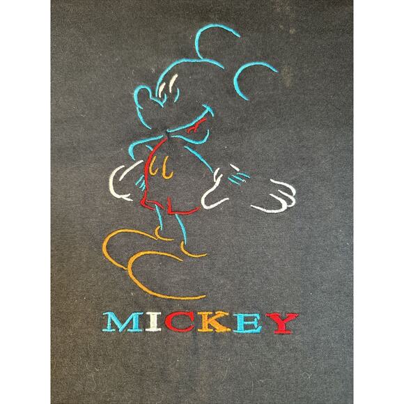 Rare Vintage Fruit Of The Loom Mickey Mouse Embroidered Logo T Shirt 90s L - Picture 4 of 7